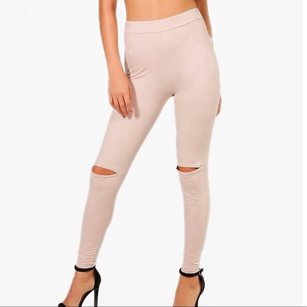 Suede Split Knee Leggings